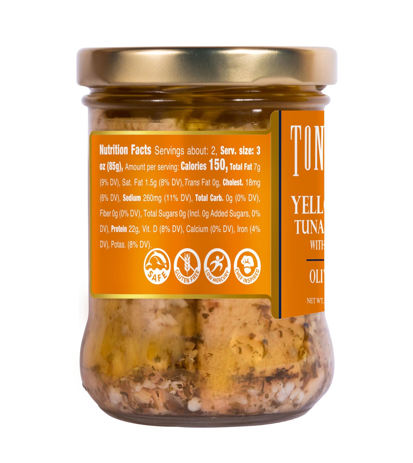 Tonnino Yellowfin Tuna in Olive Oil with Garlic 6.7 oz - 6-Pack: Omega-3, High Protein, Gluten-Free, Ready-to-Eat Tuna Packets f