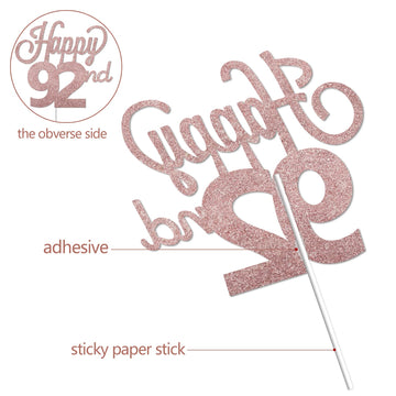 Lingteer Happy 92Nd Birthday Cake Topper - Cheers To 92Nd Birthday 92 Years Old Birthday Party Cake Decorations Sign.