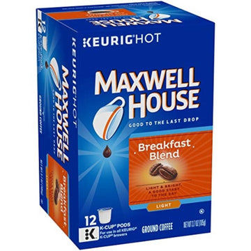 Maxwell House Breakfast Blend Ground Coffee, Light Roast K-Cup Pods 12 Count (Pack Of 1)