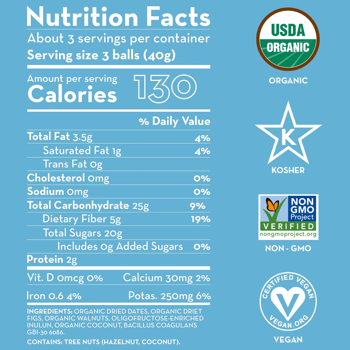 Sunny Fruit 100% RAW Fruit & Nut Snacks, Fig & Walnut, 1-Pack (9 Balls Per Bag) | No Sugar Added | Healthy, Convenient, On-the-G