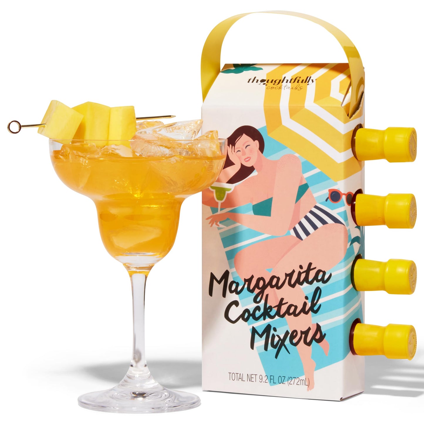 Thoughtfully Margarita Mixer Gift Set, 4 Flavors, 2.3 Fl Oz Each, Includes Rimming Salt, Pack of 4