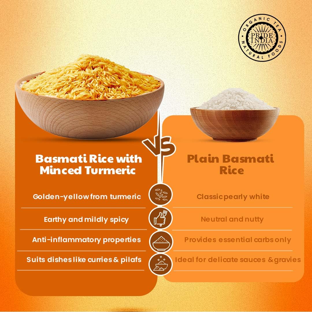 Pride Of India | Extra Long Basmati Rice With Minced Turmeric 24 Oz (680.3 Gm) | Naturally Aged Healthy Grain | Perfect For Pila