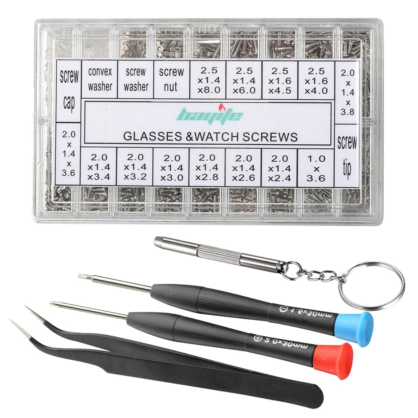 Bayite Eyeglass Repair Kit Sunglass Glasses Repair Kit With Screws Assorted Tweezers Screwdriver Nuts Stainless Steel Screws Too