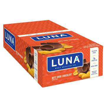 LUNA Bar - Nutz Over Chocolate Flavor - Gluten-Free - Non-GMO - 7-9g Protein - Made with Organic Oats - Low Glycemic - Whole Nut