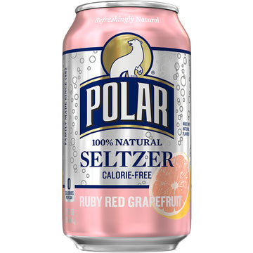 Polar Seltzer Water Ruby Red Grapefruit, 12 Fl Oz Cans, 12 Pack