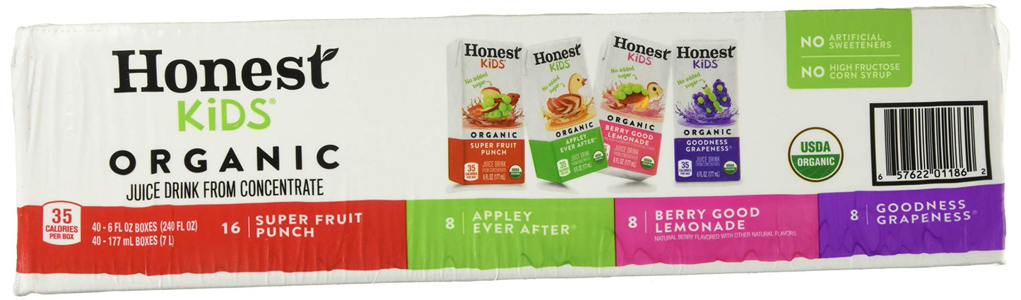 Honest Kids Honest Kids Organic Juice Boxes, 6 Fl Oz, Pack of 40