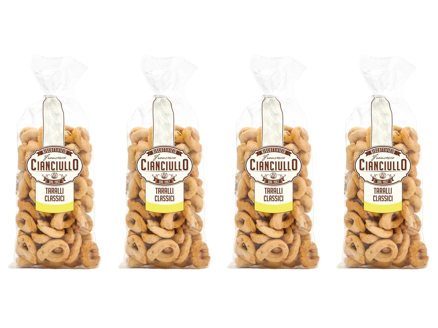 Lauras GOURMET SELECTION Cianciullo Taralli Italian Snack, 10.58 Oz (Pack of 4), 100% Made in Italy, Crunchy Appetizer Snack