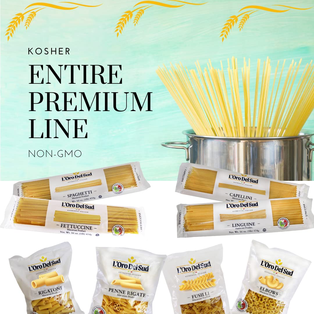 L'Oro Del Sud Organic Ditalini Pasta, 100% Durum Wheat, Ditali Italian Pasta, Tubetti Premium Quality Product Of Italy, 16 Ounce