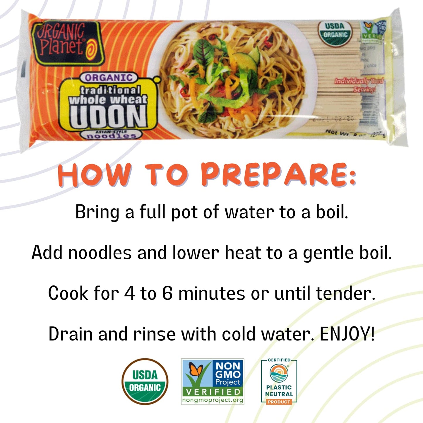 Organic Planet Whole Wheat Udon, Traditional Asian-Style Noodles, Non-Gmo 8 Oz (1 Pack)