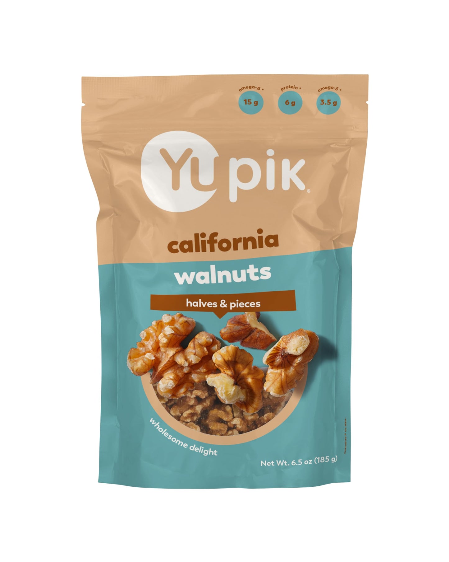 Yupik California Walnuts, Halves and Pieces, 6.5 Oz, Gluten-Free, Kosher, Raw Nuts, Unsalted, Unroasted, No Shell, Healthy Snack