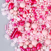 Pink Sprinkles for Cake Decorating 7oz - Snowflake Sprinkles - Metallic Sprinkle Mix for Cookies, Ice Cream, Cupcakes Topper - R