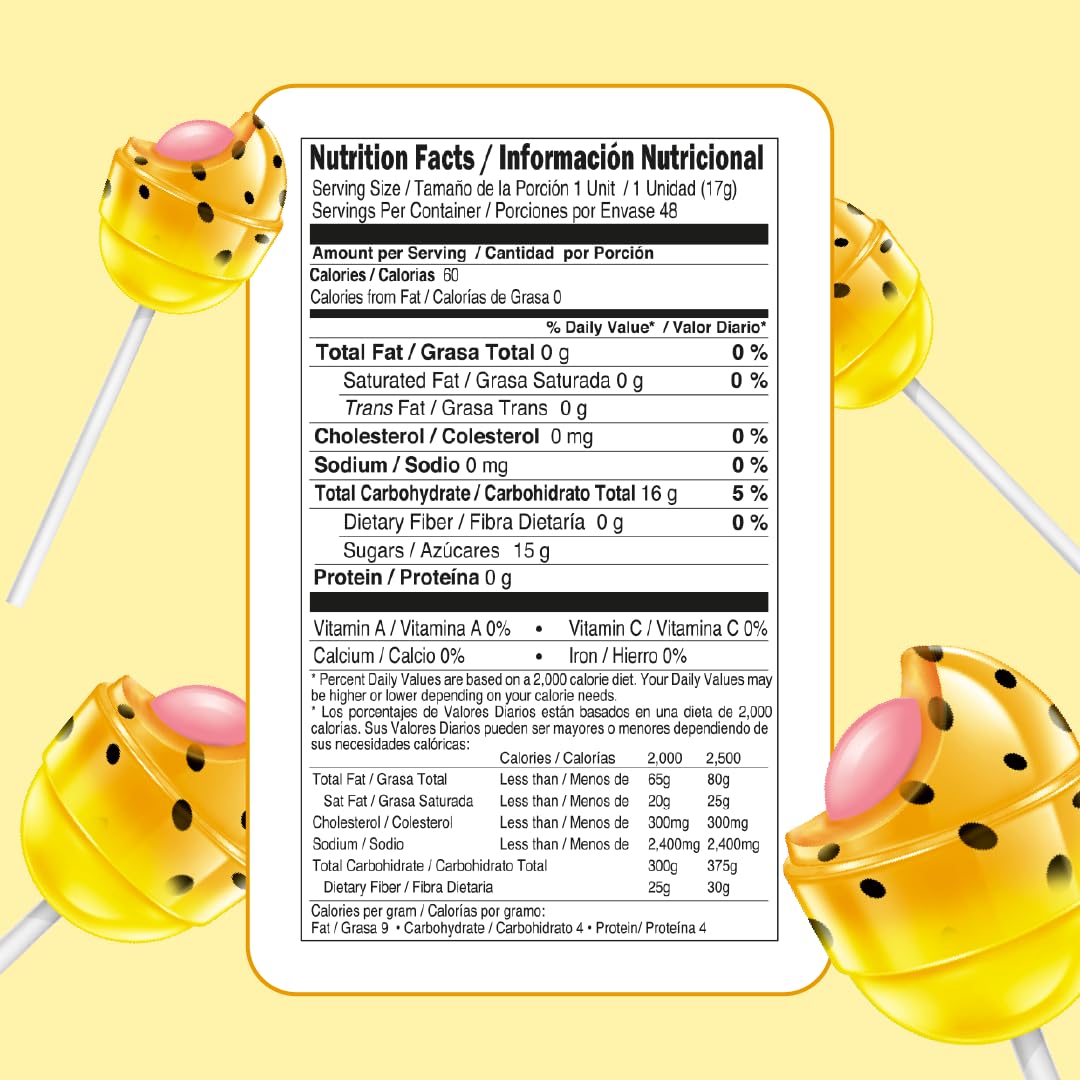 Colombina Bon Bon Bum Lollipops W/Bubble Gum Center - Individually Wrapped, Exotic Maracuya Suckers, Gluten-Free - Ideal For Party Favors, 28.8 Oz Bag, (48 Count)