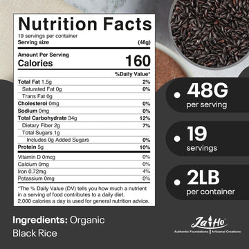 Jai Ho Certified USDA Organic Black Rice, Gluten Free, Vegan, Non-GMO, 2 LB Resealable Zip Lock Pouch