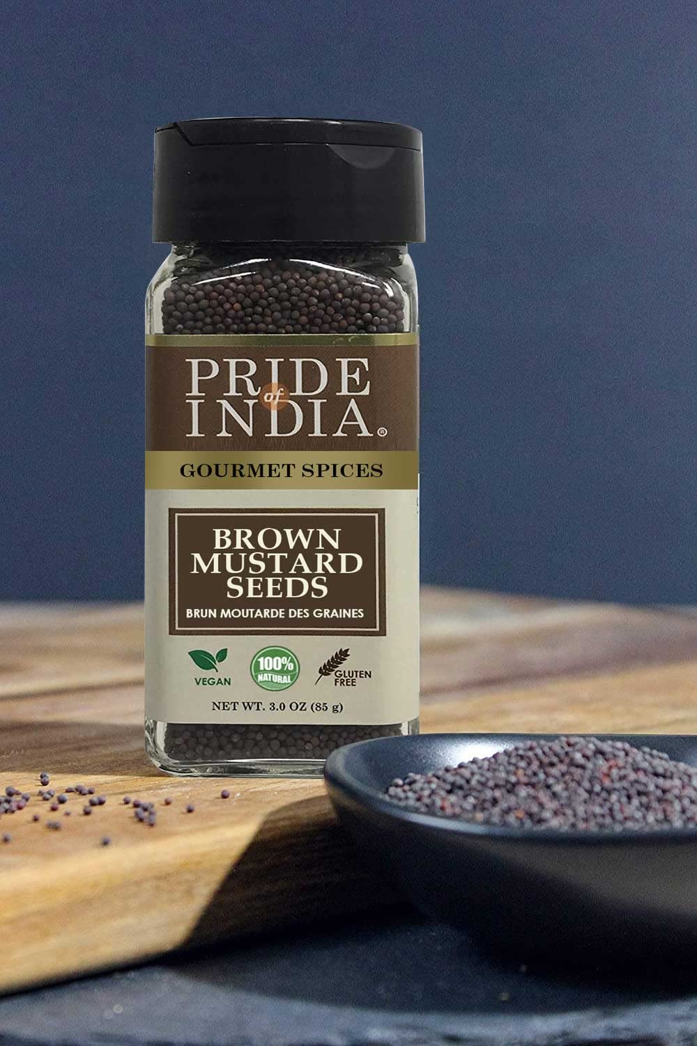 Pride of India - Brown Mustard Seed Whole - Gourmet Indian Spice - Hot & Spicy Flavor - Ideal seasoning for sauces/dips/spice bl