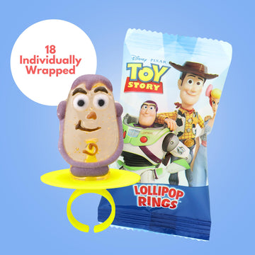 Toy Story Individually Wrapped Lollipop Rings Birthday Party Supplies, Buzz Lightyear, Rex, And Hamm, Character Shaped Suckers,