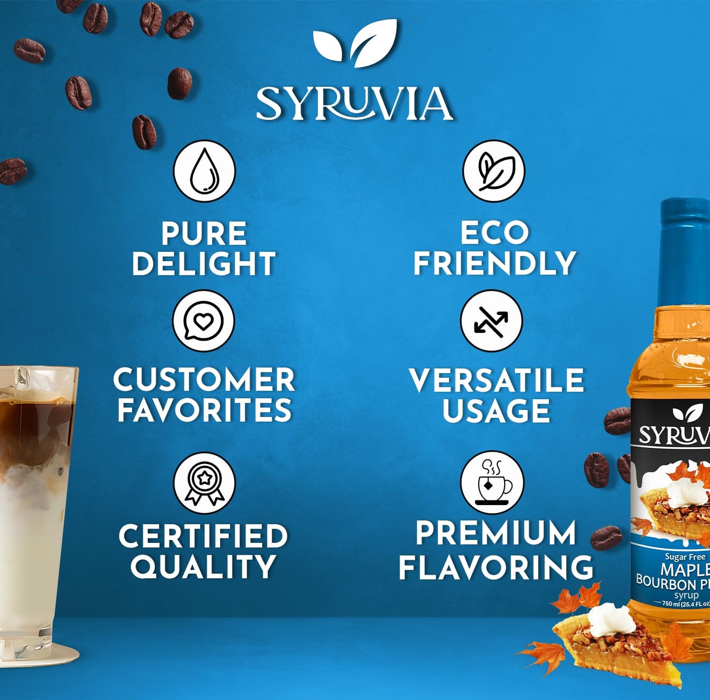 SYRUVIA Sugar-Free Maple spirit-inspired flavor Pecan Syrup for Coffee, 25.4 Fl Oz
