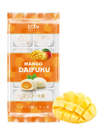 Fusion Select Japanese Mochi Fruit Daifuku Japanese Desert Sweet Rice Cake Fruit Mochi Daifuku 240G/ 8.46Oz (Mango Flavor, 8.46
