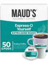 Mauds Espresso Roast Coffee Pods 50ct Dark Roast Coffee in Recyclable Single Serve Pods - 100% Arabica Coffee Compatible with Keurig K Cups Maker