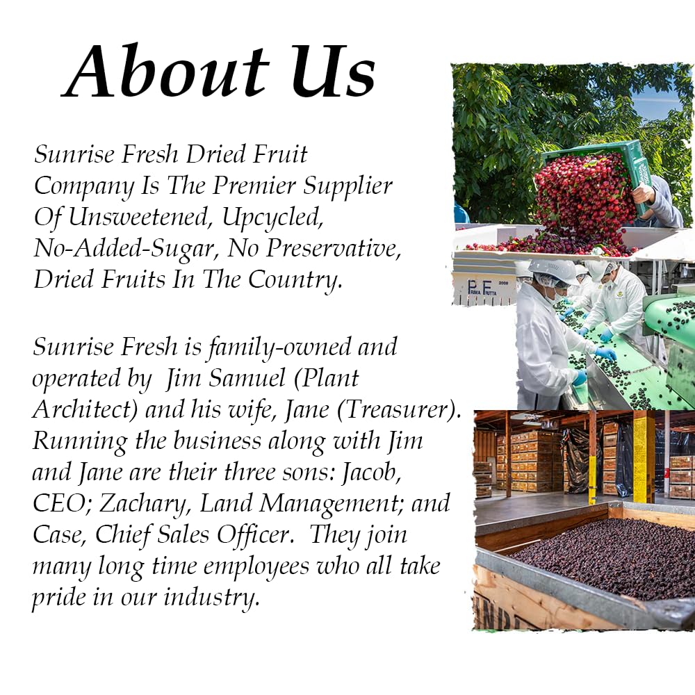 SUNRISE FRESH DRIED FRUIT CO. Dried Sweet Cherries, Unsweetened, 1 lb Bag