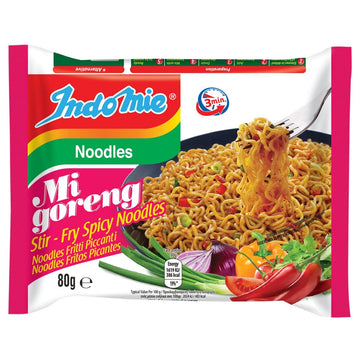 Indomie Mi Goreng Instant Stir Fry Noodles, Halal Certified, Hot & Spicy / Pedas Flavor, 3 Ounce (Pack of 10)