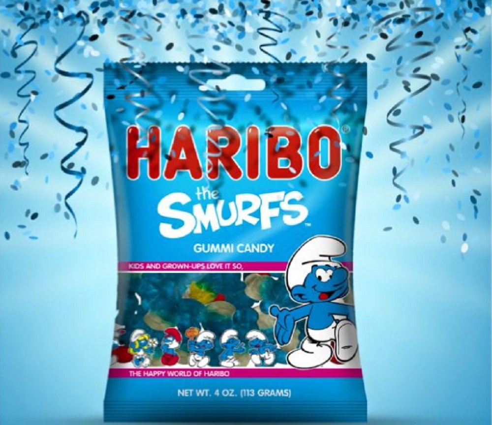 Haribo Gummi Candy, Smurfs, 4 Oz. Bag (Pack Of 12)