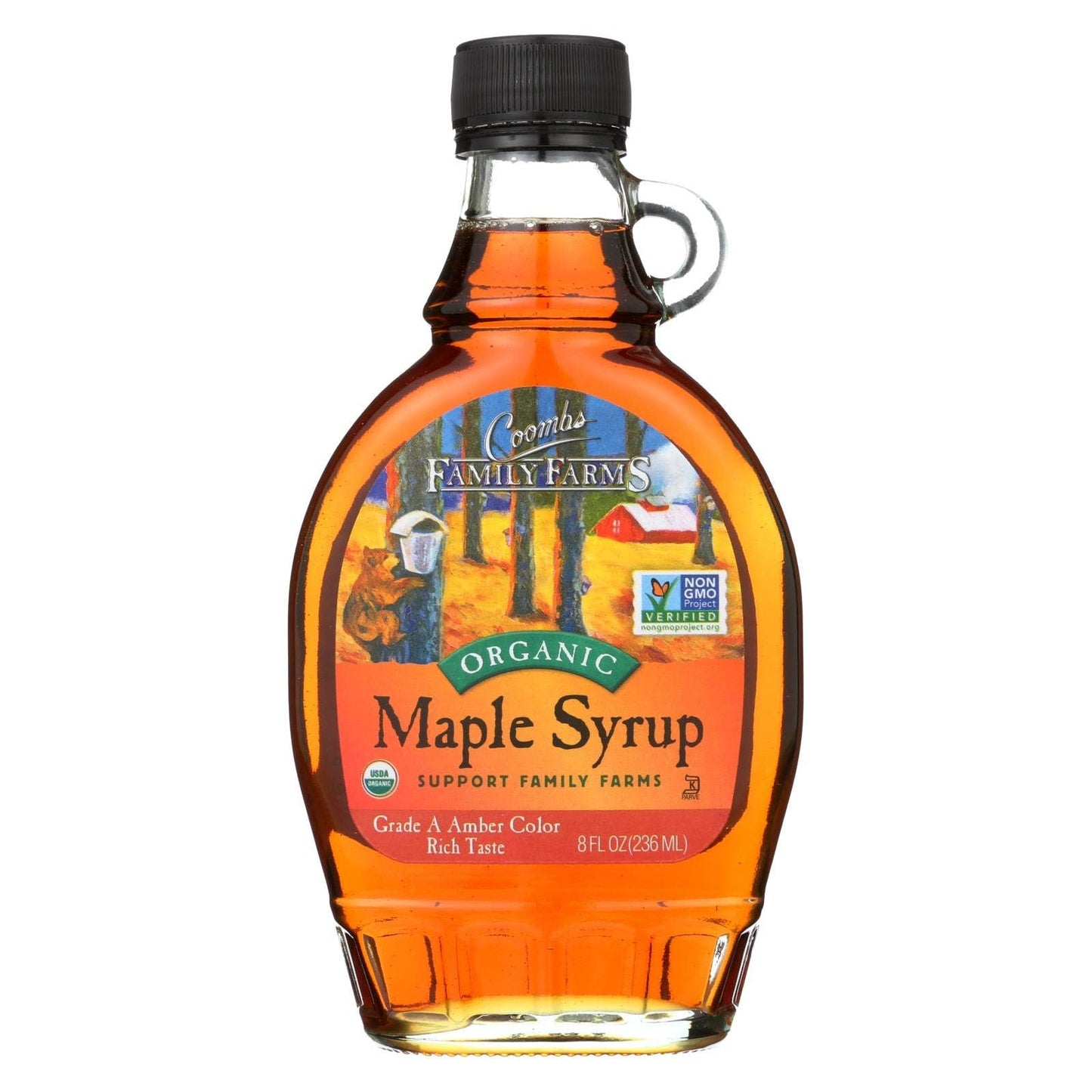 Coombs Family Farms High Standard Dark Amber Maple Syrup 8-Ounce Glass Bottles (Case Of 12)