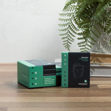 MASS GUM Tough Chewing Gum - Spearmint Flavor, Jawline Exerciser, 120 Pieces (10 Packs of 12) - Hard Chewing Gum for Strong Jawline