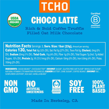 Tcho Choco Latte 47% Oat Milk Chocolate Bars (3 Pack) | Plant Based, Organic & Fair Trade, | Non Gmo, Non-Dairy, Vegan, Soy Free