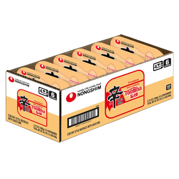 Nongshim Shin Ramyun Toomba Square Bowl, Spicy & Creamy Stir Fry Style Instant Ramyun Noodles with Sauce Mix, 3.73 oz (Pack of 6