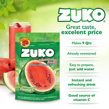 Zuko Watermelon Instant Powder Drink Family Pack, 14.1 Oz, Pack Of 6