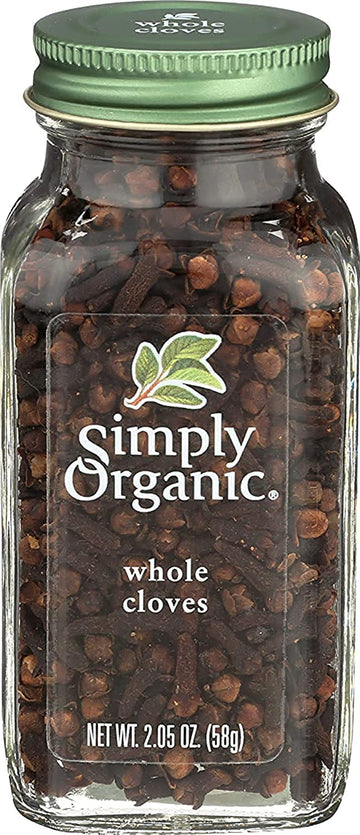 Simply Organic Whole Cloves, Certified Organic, 2.05 oz - Premium Syzygium aromaticum Spice for Cooking and Baking