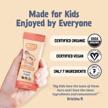 Skout Organic French Toast Frenzy Kids Snack Bars (18 Pack) | Organic Kids Snack Bars | Plant-Based Nutrition | Vegan | Gluten,