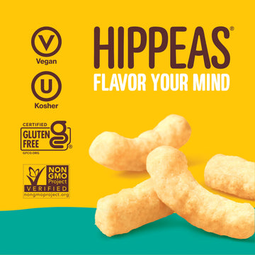 Hippeas Chickpea Puffs, Variety Pack: Vegan White Cheddar, Nacho Vibes, 0.8 Ounce (Pack of 30), 3g Protein, 2g Fiber, Vegan, Glu