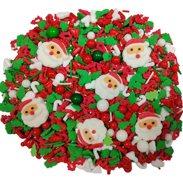 1 Bottle Christmas Sprinkles for Cookie Decorating Cake Toppers Candy Santa Claus Cupcake Topper Dessert Sprinkle with 6 Pieces