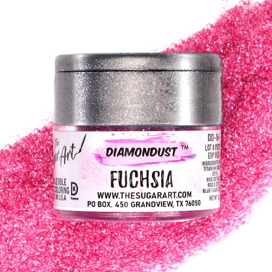 Fuchsia Edible Glitter For Drinks, Cocktails, Cake Decorating, Strawberries, Chocolates & More | No Taste | 4G | 100% Food-Safe | Kosher, Vegan, Gluten & Nut Free | Diamondust By The Sugar Art …