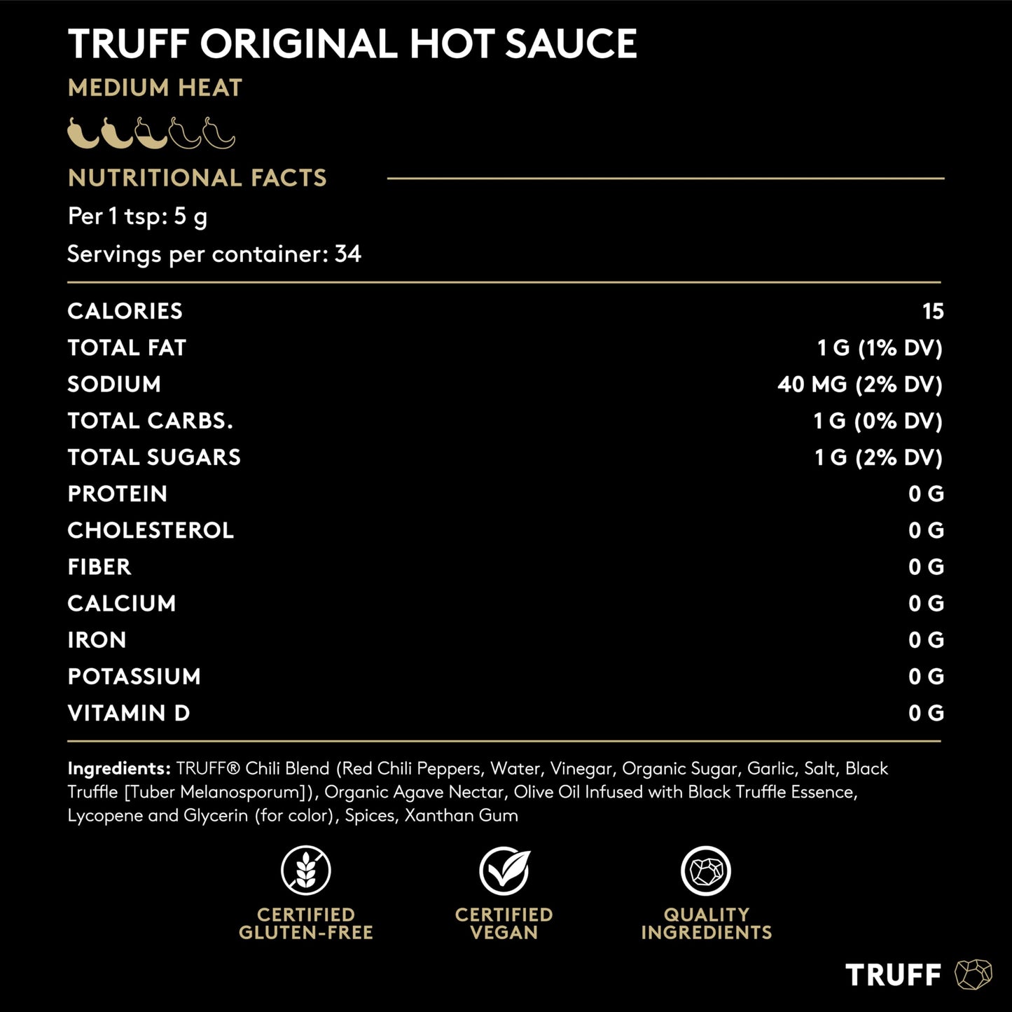 Truff Hot Sauce, Gourmet Hot Sauce With Ripe Chili Peppers, Black Truffle, Organic Agave Nectar, An Ultra Unique Flavor Experien