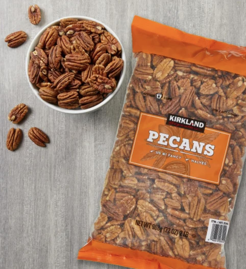 Kirkland Signature Pecan Halves, Baking Nuts, 2 Lbs Item 203444. Bundle With Moralza Silicone Collapsible Cup 200Ml - 2 Items.