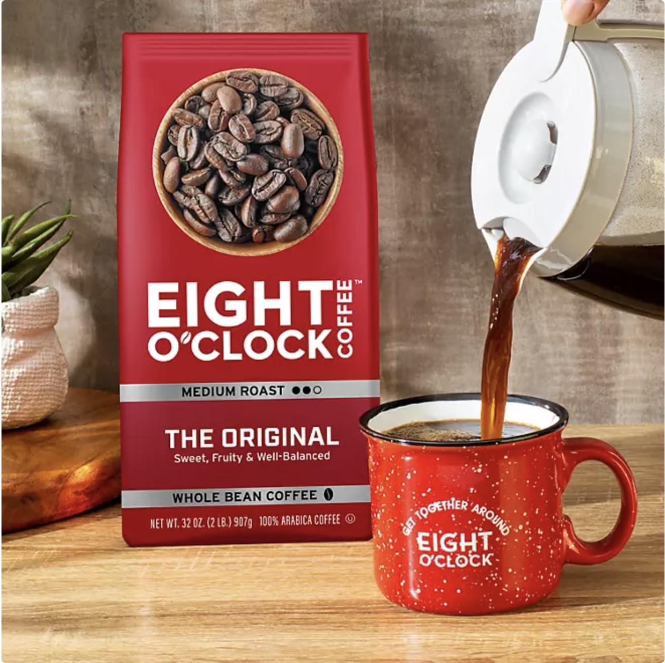 Eight O'Clocks Medium Roast Whole Bean Coffee, 40 Oz
