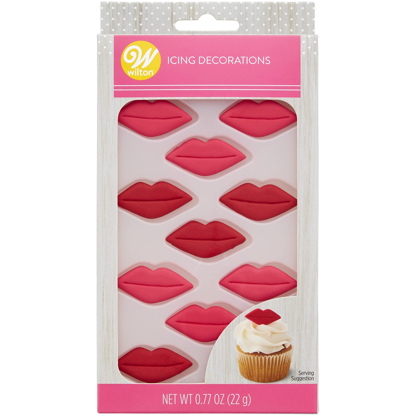 Wilton Royal Icing Decorations-Lips Red/Pink-12 Pieces
