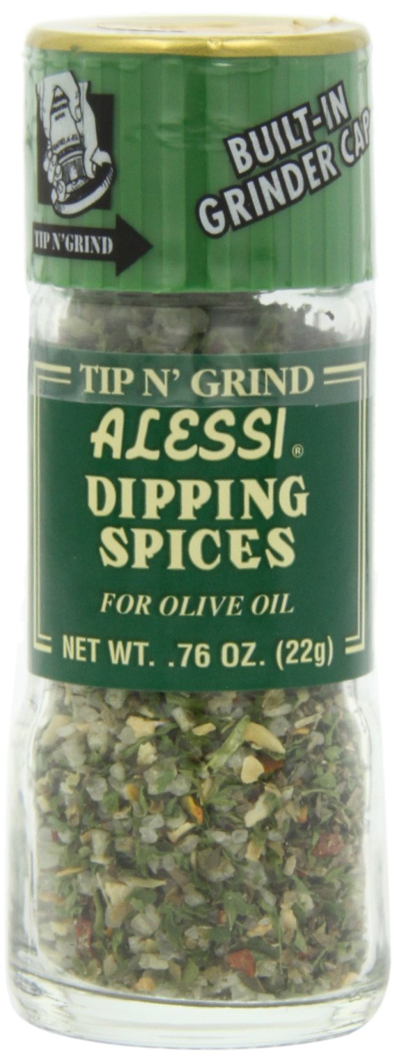 Alessi Herb & Seasoning Grinder, Dipping Spices for Olive Oil, Tip n Grind (Garlic, 0.76 Ounce (Pack of 4))
