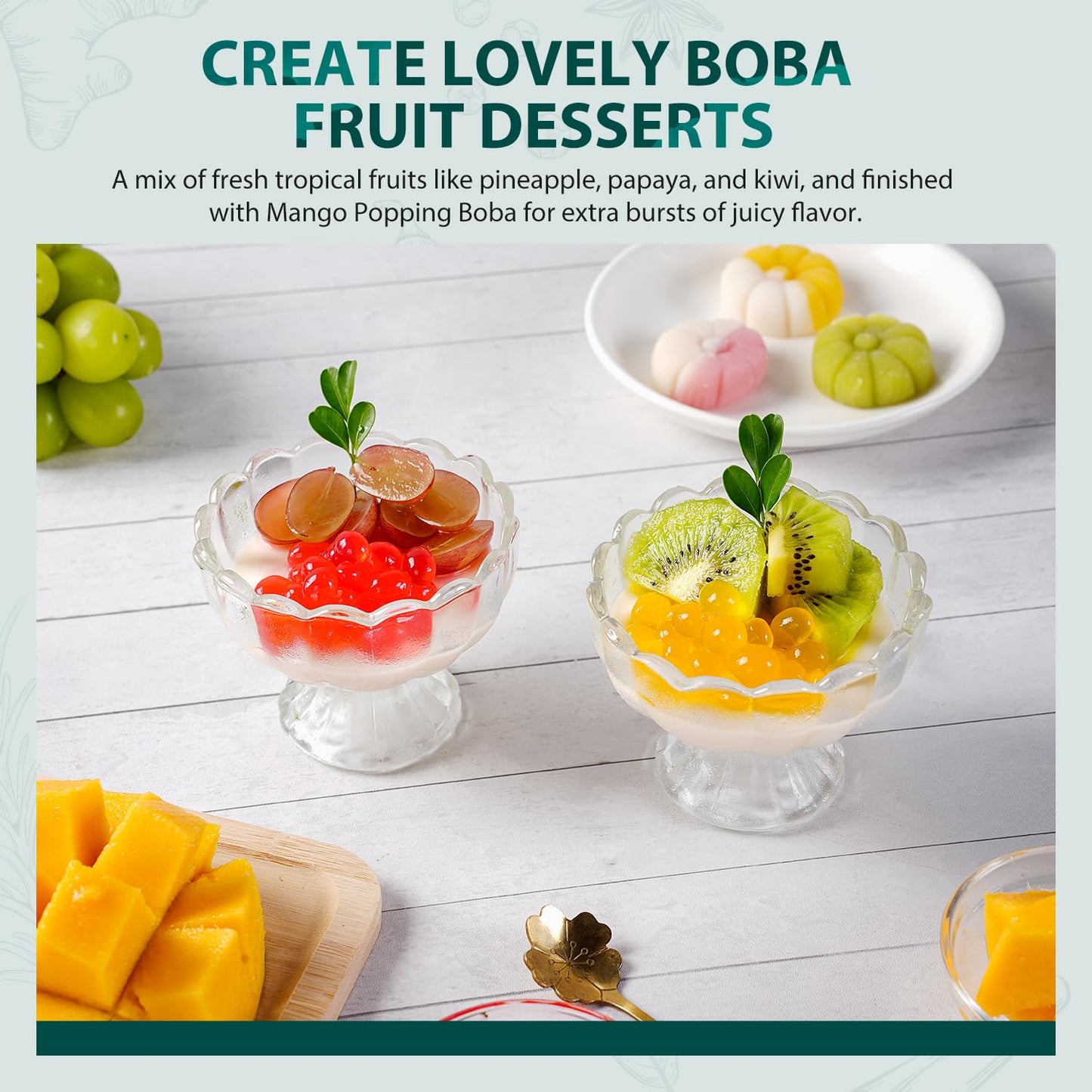 Soeos Mango Popping Boba Pearls 6.6 Pounds, Bursting Boba Pearls for Bubble Tea, Beverages, Shakes, Desserts, Smoothie and Ice C