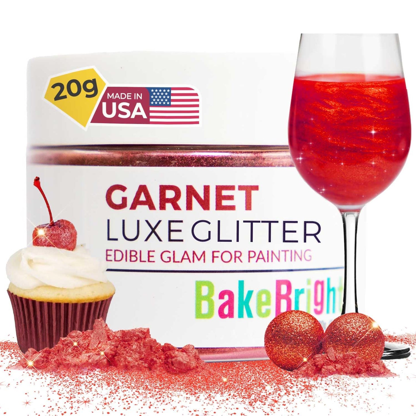 Bulk (20G) Red Edible Glitter For Drinks | Top-Grade Red Edible Glitter For Cakes Drink Brew - Edible Glitter Cake Decorations For Strawberries Mixed Flavors