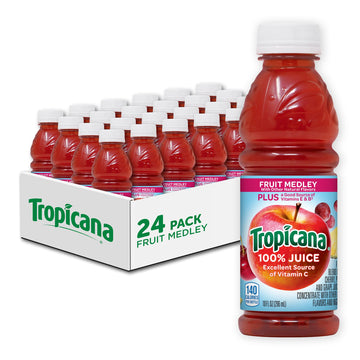 Tropicana 100% Fruit Medley Juice, 10 Fl Oz Bottles (Pack of 24) - Real Fruit Juice, Vitamin C Rich, No Added Sugars, No Artificial Flavors