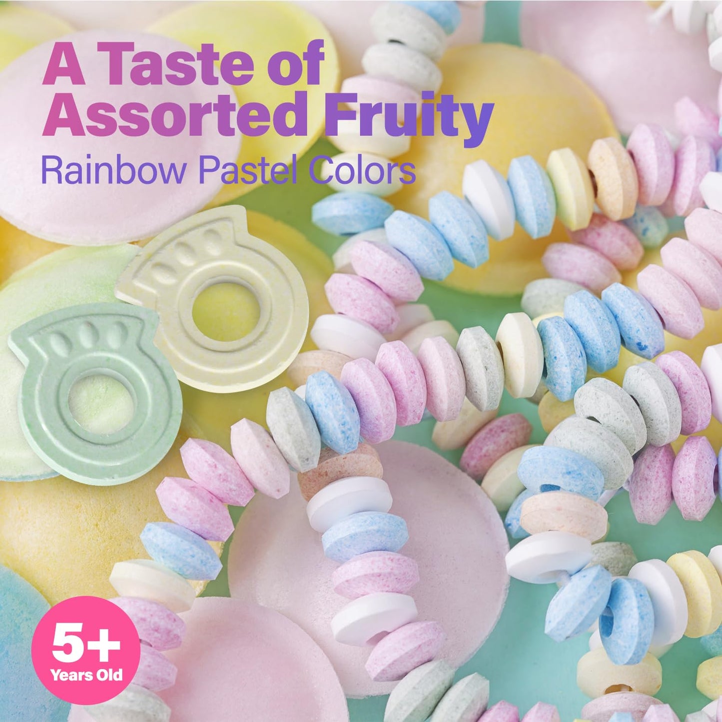 Fresh Finest Candy Mix - 54-Count Bulk Jar with 18 Bracelets, 18 Necklaces, 18 Rings, Clear Packaging
