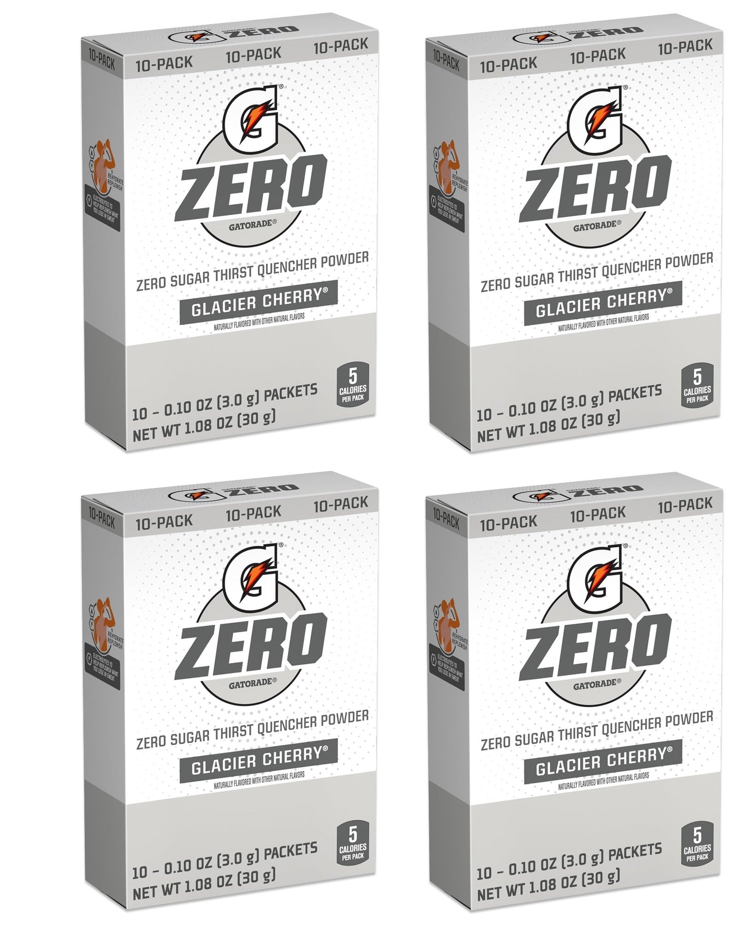 G Zero Thirst Quencher Powder Packets, 0.10 Oz Individual Packets (40 Count) (Glacier Cherry)