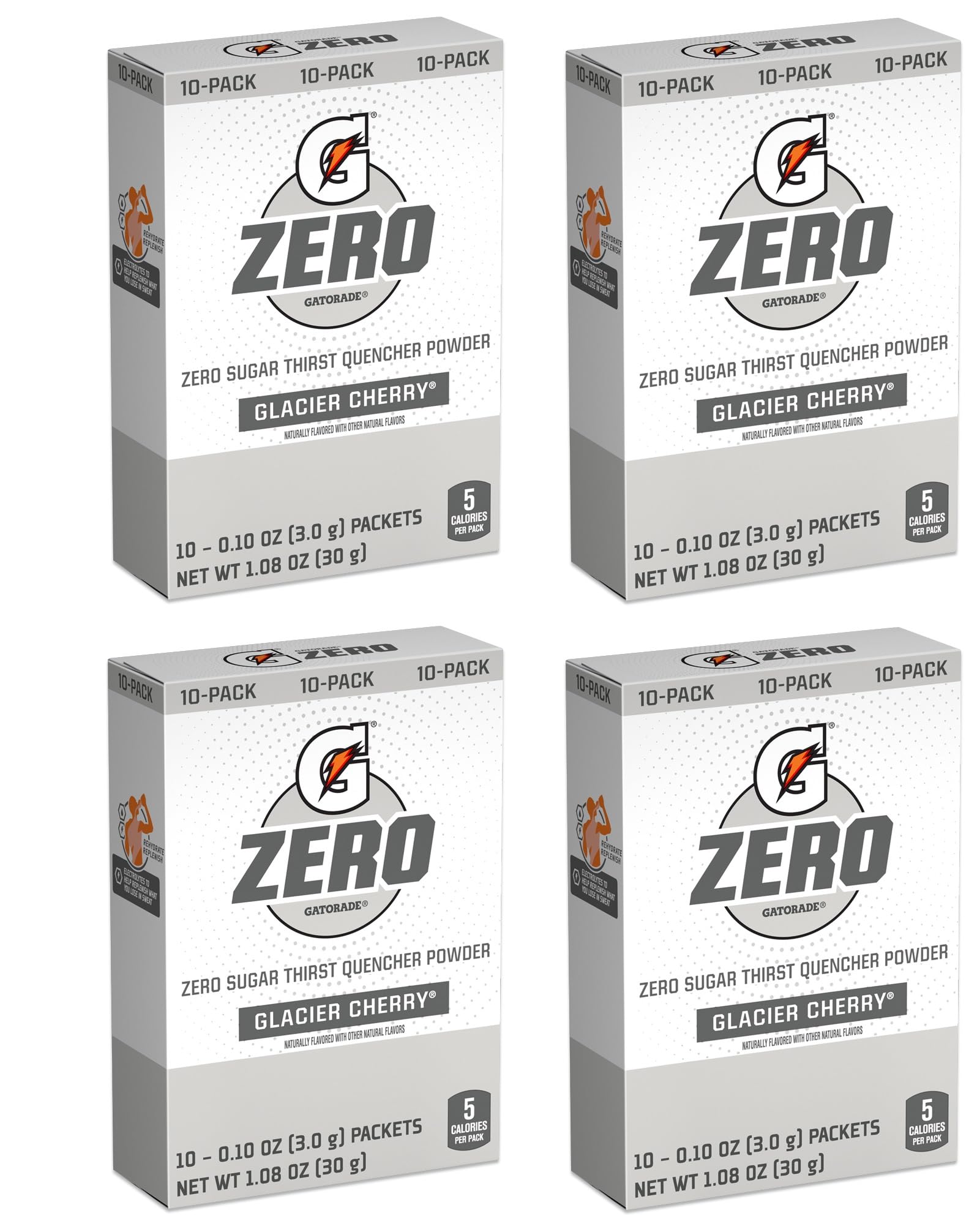 G Zero Thirst Quencher Powder Packets, 0.10 Oz Individual Packets (40 Count) (Glacier Cherry)