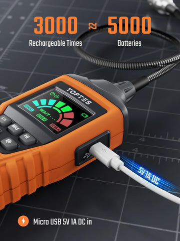 Toptes Pt520A+ Rechargeable Gas Leak Detector, Natural Gas Detector With 17-Inch Probe, Checking Combustible Gas Leaks Like Natu