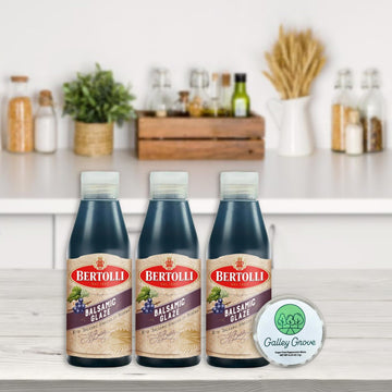 Bertolli Balsamic Glaze With Vinegar Of Modena, 6.76 Fl Oz (3-Pack) Bundle With Galley Grove Sugar-Free Peppermint Breath Mints