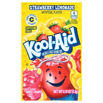 Kool-Aid Unsweetened Strawberry Lemonade Powdered Drink Mix, Caffeine Free, 192 Packets, 0.19 Ounce Each