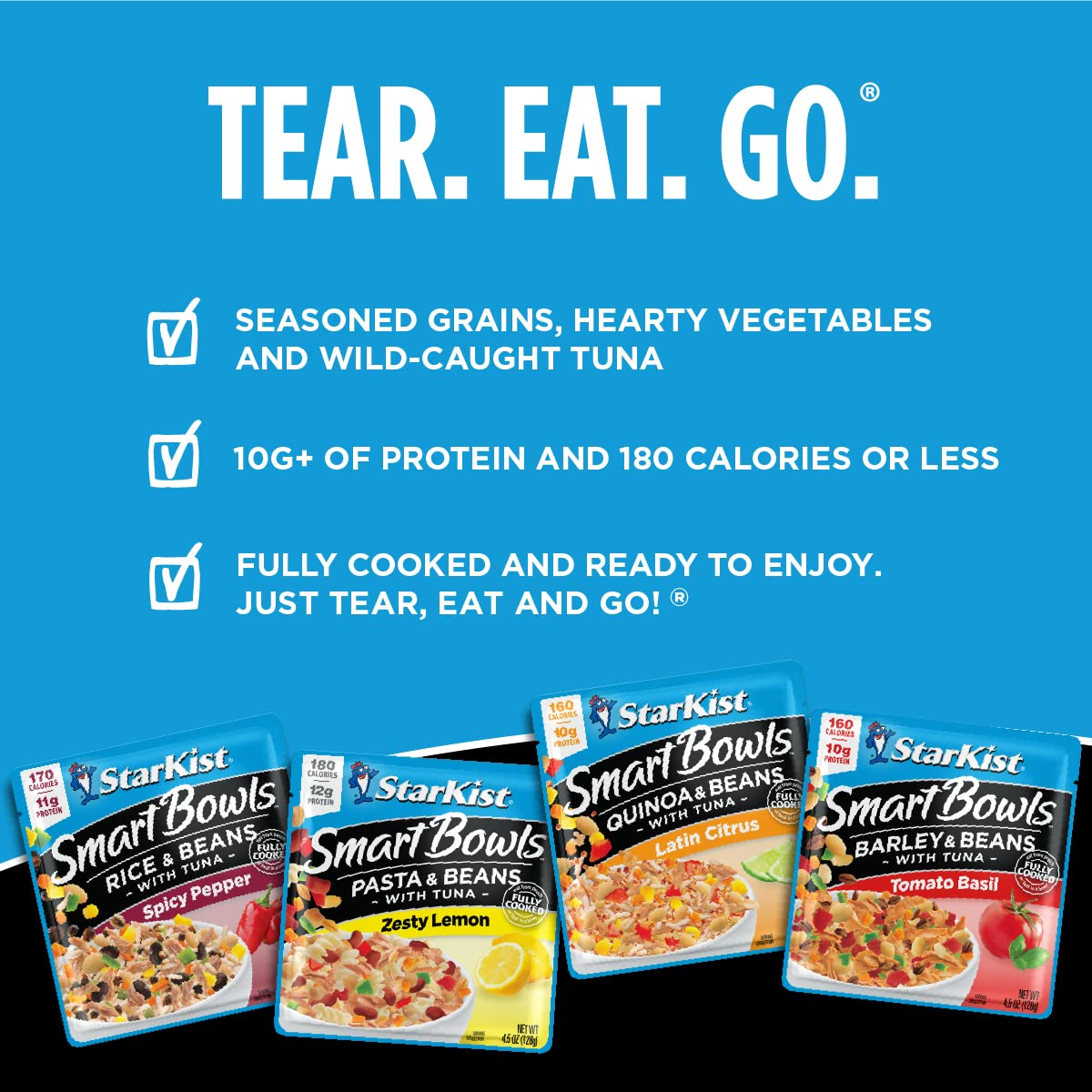 StarKist Smart Bowls Tomato Basil, 4.5 oz Pouch (Pack of 12) - Features Barley & Beans with Wild Caught Light Tuna